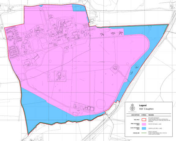 small map of RAF Croughton military byelaws area