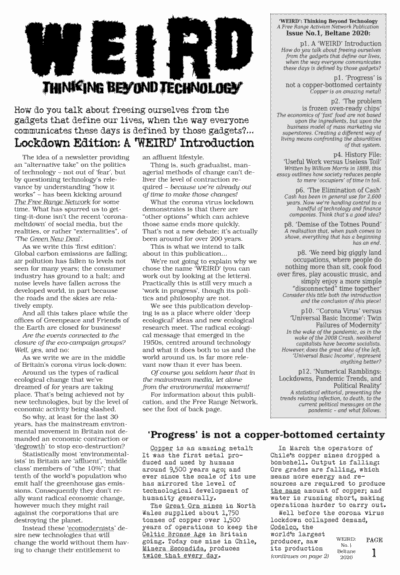 WEIRD Journal: ‘Front cover of Issue No.1’