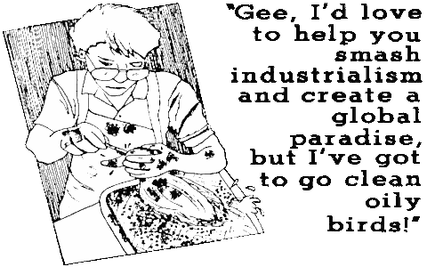 FRAW Galley: ‘Gee, I'd love to help you smash industrialism and create a global paradise, but I've got to clean oily birds!’