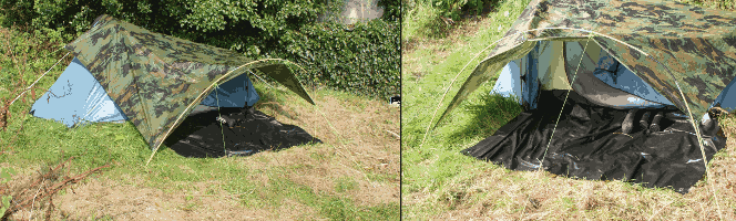 an example of a tent extension for cooking under.