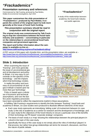 ‘Frackademics’ notes
