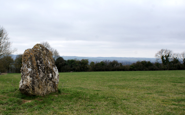 Landscape image, ‘Lyneham Long Barrow portal stone and the Evenlode valley’